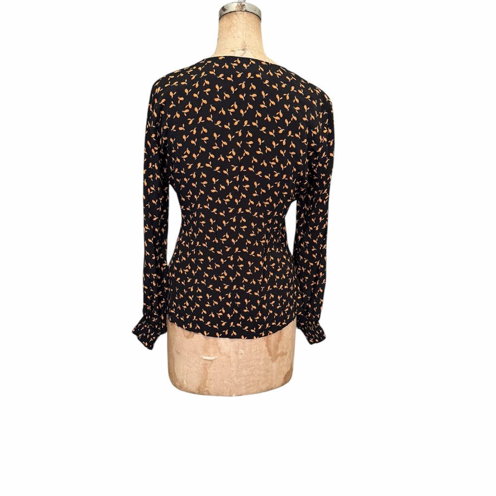 Just Female Venda Women's Black and Orange Snowberry Leaf Patterned Top XS EUC - Picture 2 of 9